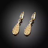 18K Gold Plated Filigree Teardrop Leverback Drop Dangle Earrings