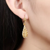 18K Gold Plated Filigree Teardrop Leverback Drop Dangle Earrings