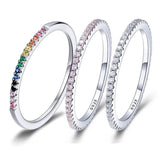 925 Sterling Silver CZ Simulated Diamond Stackable Ring Platinum Plated Eternity Bands for Women
