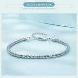 925 Sterling Silver Lobster Clasp Basic Bracelet Snake Chain Bangle