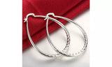 925 Sterling Silver Diamond-Cut Oval Hoop Earrings