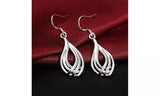 925 Sterling Silver Water Drop Triple Band Earrings