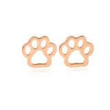 Cat Dog Paw Print Stainless Steel Stud Earrings