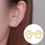 Cat Dog Paw Print Stainless Steel Stud Earrings