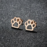 Cat Dog Paw Print Stainless Steel Stud Earrings
