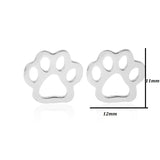 Cat Dog Paw Print Stainless Steel Stud Earrings