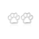 Cat Dog Paw Print Stainless Steel Stud Earrings