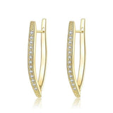 Gold Plated Hoop Earrings with Diamonds KZCE127-B