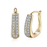 Gold Plated Hoop Earrings with Diamonds KZCE130-E