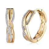 Gold Plated Hoop Earrings with Diamonds KZCE132-E