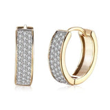 Gold Plated Hoop Earrings with Diamonds KZCE135-E