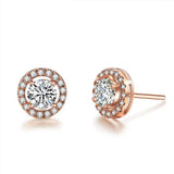 Round 0.75 Ct AAA+ Zircon Stud Earrings Wedding Luxury Jewelry Rose Gold Earrings