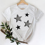 Women Leopard Heart Graphic T shirt Top Print Tee T-Shirt CZ25278 / L