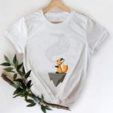 Women Leopard Heart Graphic T shirt Top Print Tee T-Shirt CZ24098 / S