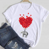 Women Lip Leopard Love Graphic T shirt Top Lady Print Tee T-Shirt CZ23375 / M