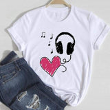 Women Lip Leopard Love Graphic T shirt Top Lady Print Tee T-Shirt CZ23384 / S