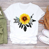 Women Short Sleeve Dream Feather Fashion Print Top T Shirt Graphic Tee T-Shirt CZ25470 / XL