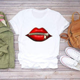 Women Short Sleeve Dream Feather Fashion Print Top T Shirt Graphic Tee T-Shirt CZ22349 / XXL