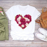 Women Short Sleeve Dream Feather Fashion Print Top T Shirt Graphic Tee T-Shirt CZ22336 / XXL