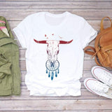 Women Short Sleeve Dream Feather Fashion Print Top T Shirt Graphic Tee T-Shirt CZ22089 / XXL