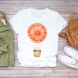 Women Short Sleeve Floral Flower Fashion Top T Shirt Graphic Tee T-Shirt CZ22538 / XL
