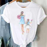 Women Striped Boys Cute Mom Crown Mother Mama Fashion Graphic T shirt Top Print Tee T-Shirt CZ24112 / M