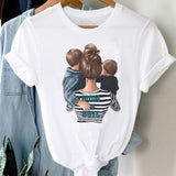 Women Striped Boys Cute Mom Crown Mother Mama Fashion Graphic T shirt Top Print Tee T-Shirt CZ24113 / XXL