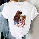 Women Striped Boys Cute Mom Crown Mother Mama Fashion Graphic T shirt Top Print Tee T-Shirt CZ24114 / S