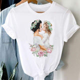 Women Striped Boys Cute Mom Crown Mother Mama Fashion Graphic T shirt Top Print Tee T-Shirt CZ24128 / M