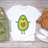 Women T-shirts Cartoon Avocado Fruit Funny Love Graphic Top Print Shirt Tee T-Shirt CZ23082 / S