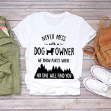 Women T-shirts Dog Cat Paw Letter Sweet Animal Print Graphic Top Shirt Tee T-Shirt CZ23044 / M