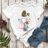 Women T-shirts Fashion Mom Mother Daughter Mama Print Graphic Top Shirt Tee T-Shirt CZ23879 / S