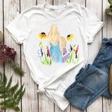 Women T-shirts Fashion Mom Mother Daughter Mama Print Graphic Top Shirt Tee T-Shirt CZ23888 / S