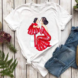 Women T-shirts Fashion Mom Mother Daughter Mama Print Graphic Top Shirt Tee T-Shirt CZ23871 / S