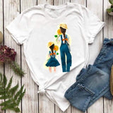 Women T-shirts Fashion Mom Mother Daughter Mama Print Graphic Top Shirt Tee T-Shirt CZ23894 / S