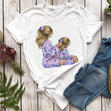 Women T-shirts Fashion Mom Mother Daughter Mama Print Graphic Top Shirt Tee T-Shirt CZ23875 / S