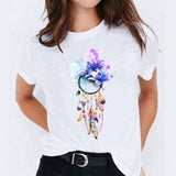 Women Watercolor Feather Bird Casual Print Graphic T Shirt Tee T-Shirt CZ22569 / XXL