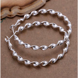 Women’s 925 Sterling Silver Hoops 2.5 Inch Spiral Twist Hoop Earrings