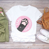 Women’s Dog Hand Funny Style Cute Print Graphic Top Shirt Tee T-Shirt CZ23042 / XL