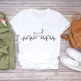 Women’s Dog Hand Funny Style Cute Print Graphic Top Shirt Tee T-Shirt CZ23040 / XXL