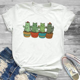 Women’s Fashion Free Hug Plants Cactus Print Graphic T Shirt T-Shirt Tee Shirt Tees CZ20552 / XL
