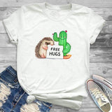 Women’s Fashion Free Hug Plants Cactus Print Graphic T Shirt T-Shirt Tee Shirt Tees CZ20534 / XL