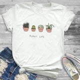 Women’s Fashion Free Hug Plants Cactus Print Graphic T Shirt T-Shirt Tee Shirt Tees CZ20556 / XL