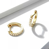 14K Gold Plated 925 Sterling Silver Cuff Earrings Huggies with Cubic Zircon