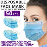 50 pcs Face Mask Non Medical 3-Ply Earloop Mouth Cover