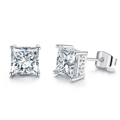 925 Silver 2ct Cubic Zirconia Stud Earrings, 6mm Silver Stud Earrings