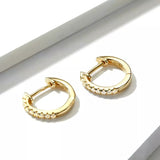 14K Gold Plated 925 Sterling Silver Cuff Earrings Huggies with Cubic Zircon