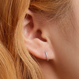 925 Silver Crystals Huggie Earrings