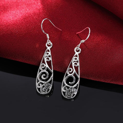 925 Sterling Silver Filigree Teardrop Earrings