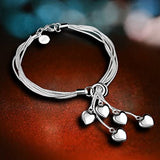 925 Sterling Silver Five Heart Bracelet